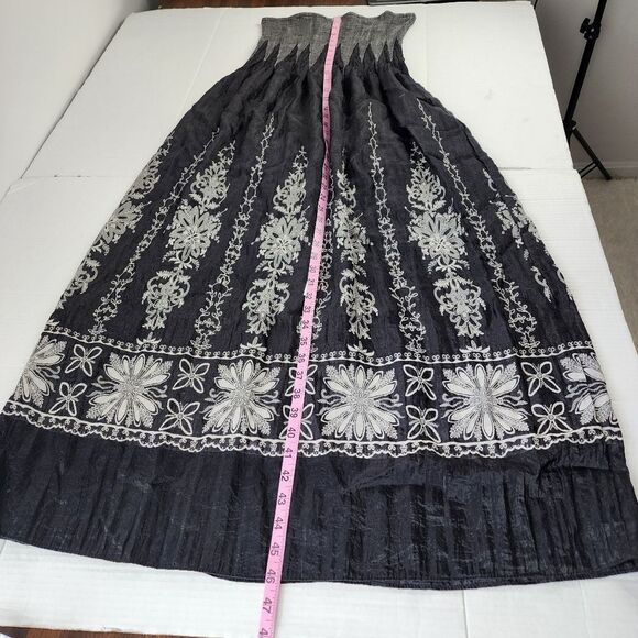 Anthropologie Lapis Strapless Long Dress Smocked Stretchy Upper Floral One Size - Picture 7 of 15